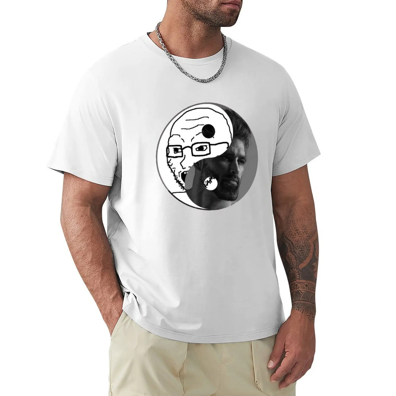 CHAD YIN YANG WOJAK SOY BOY CRINGE DOOMER ZOOMER T-Shirt Short sleeve tee anime clothes plus sizes mens plain t shirts