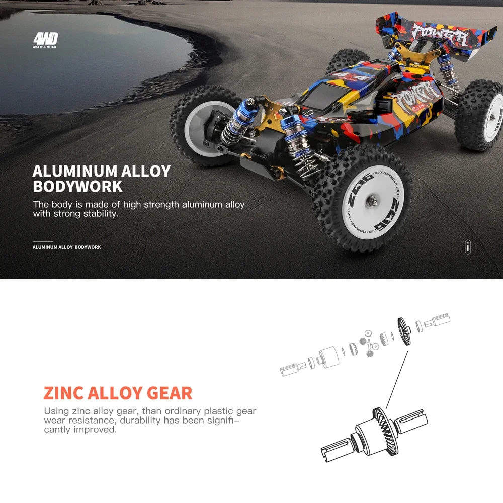 WLtoys 124007 1:12 Electric 4WD Racing Car 75km/h Speed RC Car 2.4G Remote Control Drift Crawler Built-in Mobile Phone Bracket