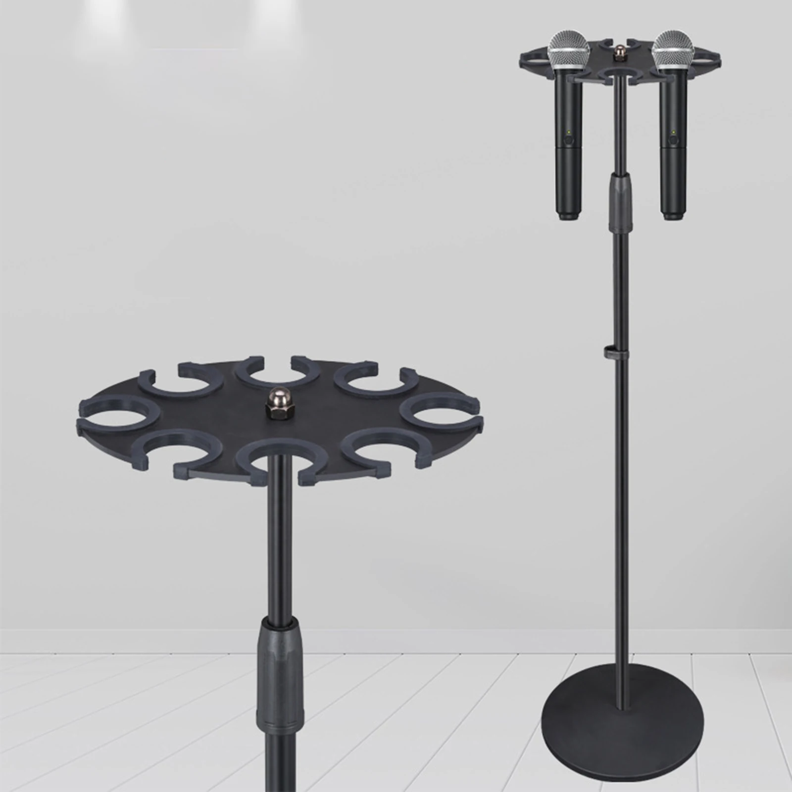 Multiple Microphone Holder Holds Up to 8 Mics Display Handheld Rack Wireless Easy Installation Organizer for Stage Performance