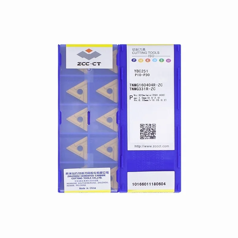 ZCC.CT TNMG160404R-ZC YBC251 TNMG160408R-ZC YBC251 turning tool blade carbide inserts High-Quality Precision Cutting Tools 10Pcs