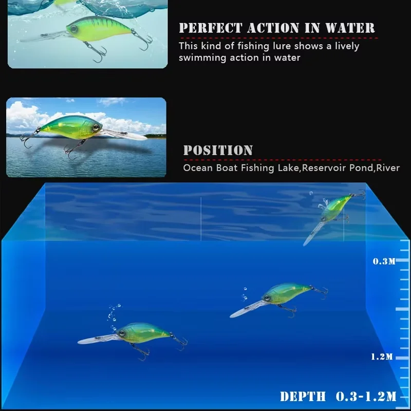 Crankbait flotante 70mm – Señuelo para trucha en agua salada - imagen 2