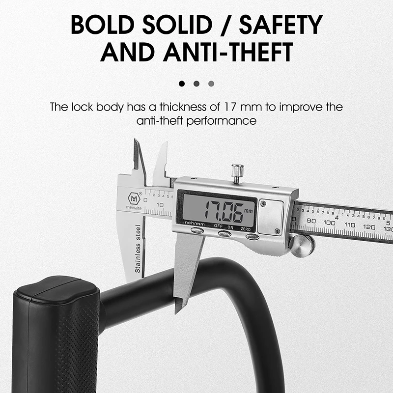 

WEST BIKING Bicycle Lock Sturdy Durable Thickened Lock Body Anti-Theft U-Lock with Silicone Waterproof Shell Cyclying Accessorie