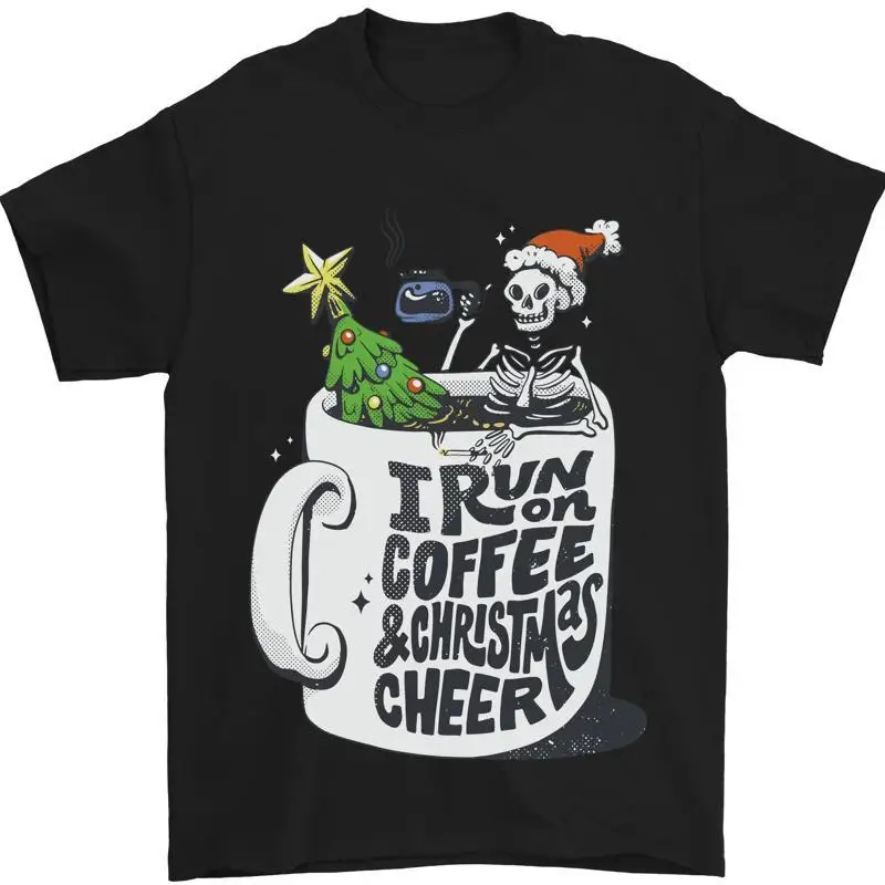 Yo Corro Con Café Y Alegría Christmas T-shirt for men 100% cotton