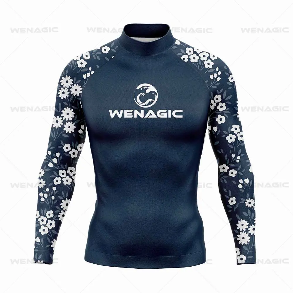 Surfing Swimming Diving T-Shirts Tight Long Sleeve Rash Guard Swimwear Men\'s UV Protection Surf Clothing Beach Floatsuit Tops