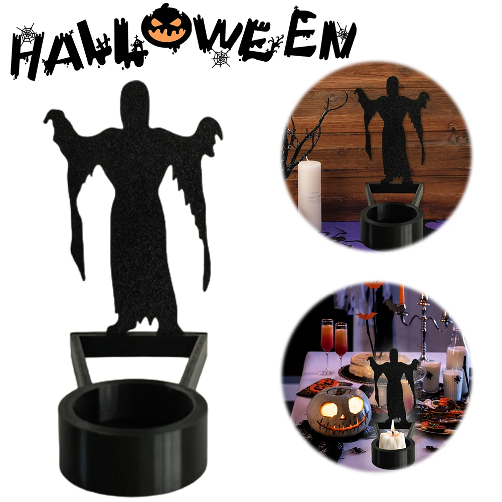 Halloween Funny Shadow Stand Foldable Horror Candle Holder Multi-Purpose Projection Candle Stand Atmosphere Arrangement Craft