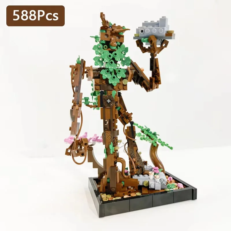 588 قطعة Ers اللبنات الصغيرة MOC شجرة رجل Treebeard ماجيك العالم لورد خواتم ثلاثية الأبعاد نموذج لتقوم بها بنفسك الطوب الشكل لعبة لهدايا الكريسماس