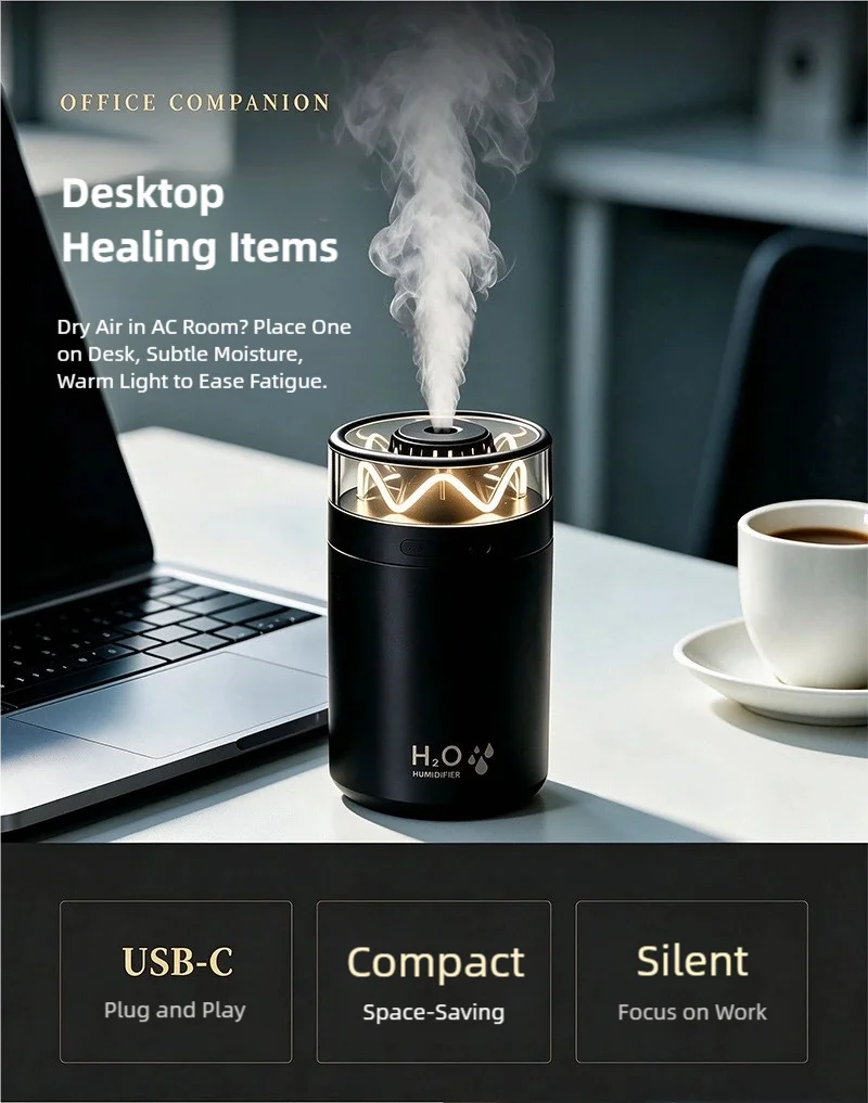 TINSOL 300ml Retro Filament Luftbefeuchter USB Heim-Atmosphärenlicht Luftbefeuchter Kleines Nachtlicht Auto-Luftbefeuchter Diffusor – Detail 7