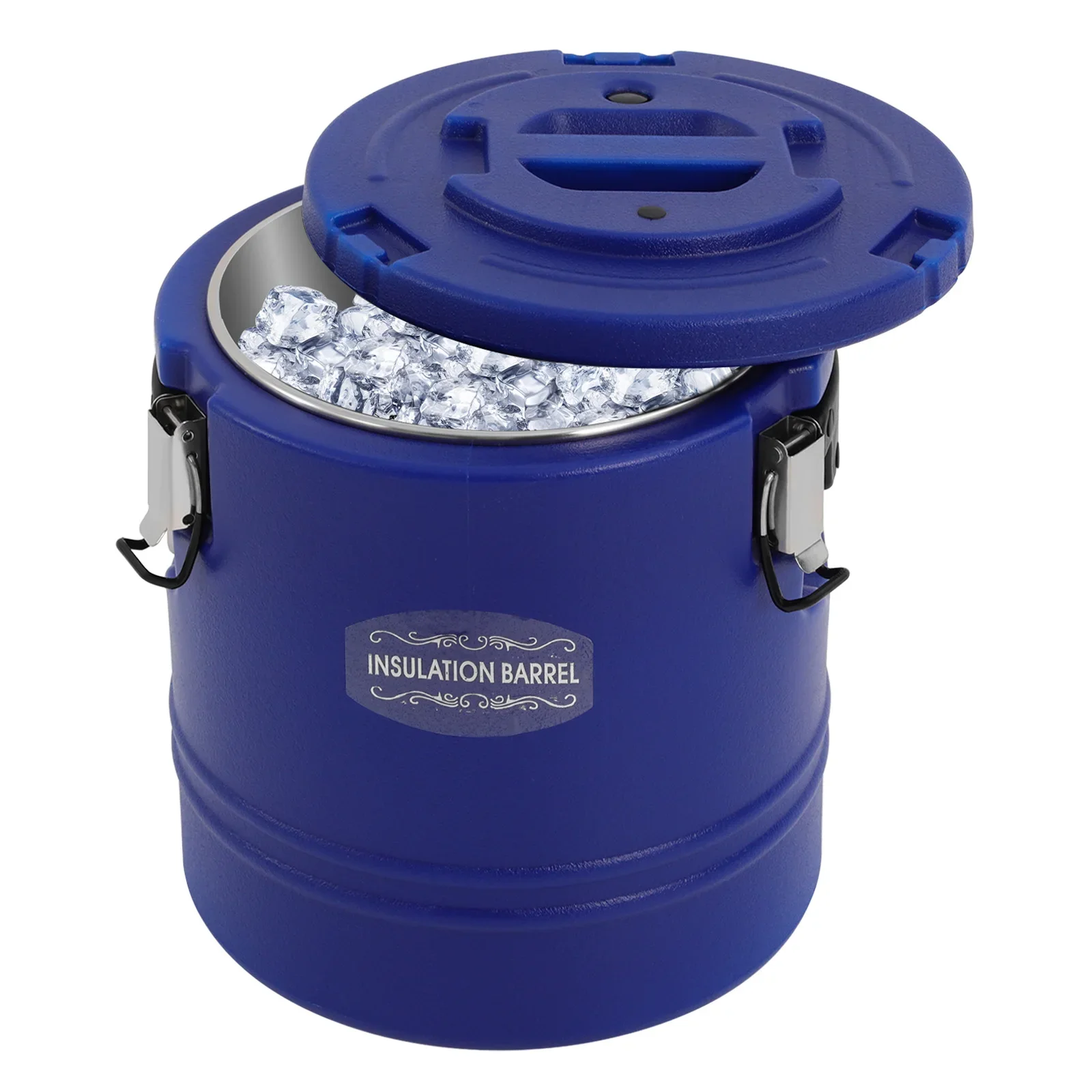 Cubo de almacenamiento de alimentos aislado comercial de 15L, contenedor redondo de espuma de acero inoxidable/PE/PU para restaurantes, Catering, eventos al aire libre