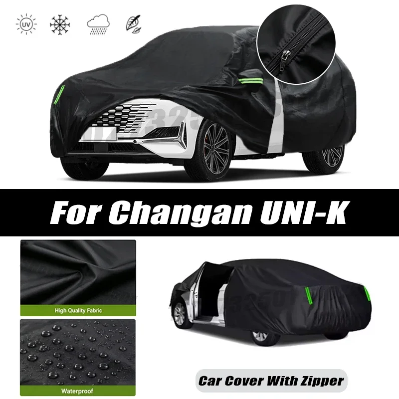 For Changan UNI-K Car Covers Outdoor Waterproof Sun Rain Snow Protection UV Car Zipper Design Car Cover Accessories