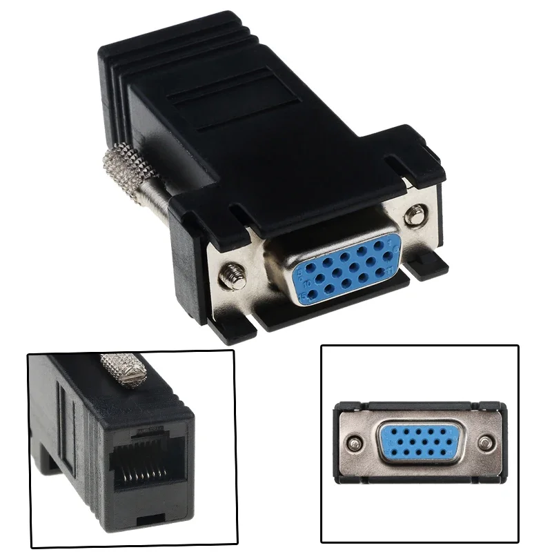 محول VGA RJ45 إلى محول VGA VGA ذكر إلى LAN CAT5 CAT6 RJ45 أنثى شبكة إيثرنت محول RJ45 محول للكمبيوتر الشخصي