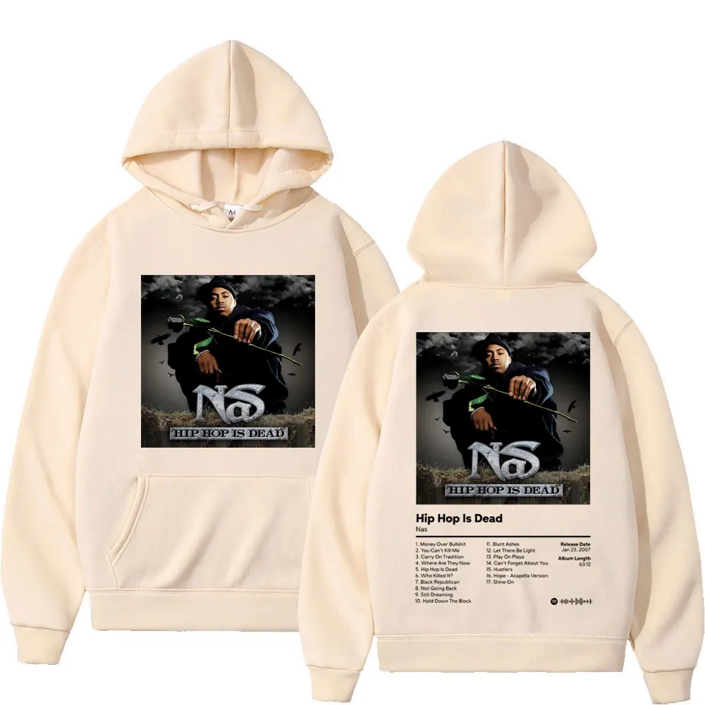 Rapper NAS Music Album Hip Hop Ls Dead Print felpa con cappuccio Fashion Rap Vintage felpe con cappuccio uomo donna Casual felpe oversize