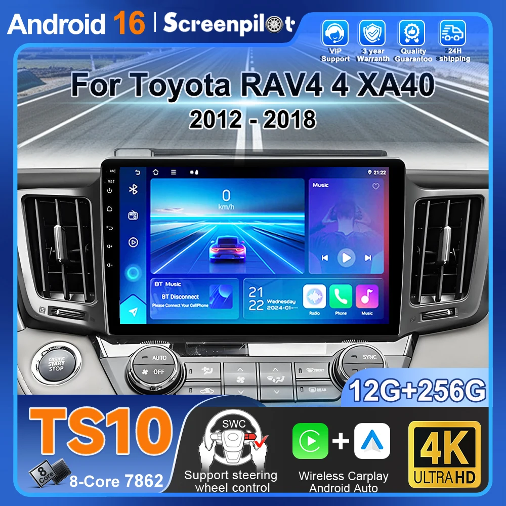 

For Toyota Rav4 Xa4 2012 2013 2015 2016 2017 2018 2019 Android 16 Auto Radio Stereo Multimidia Player Gps Navigation Carplay Dvr