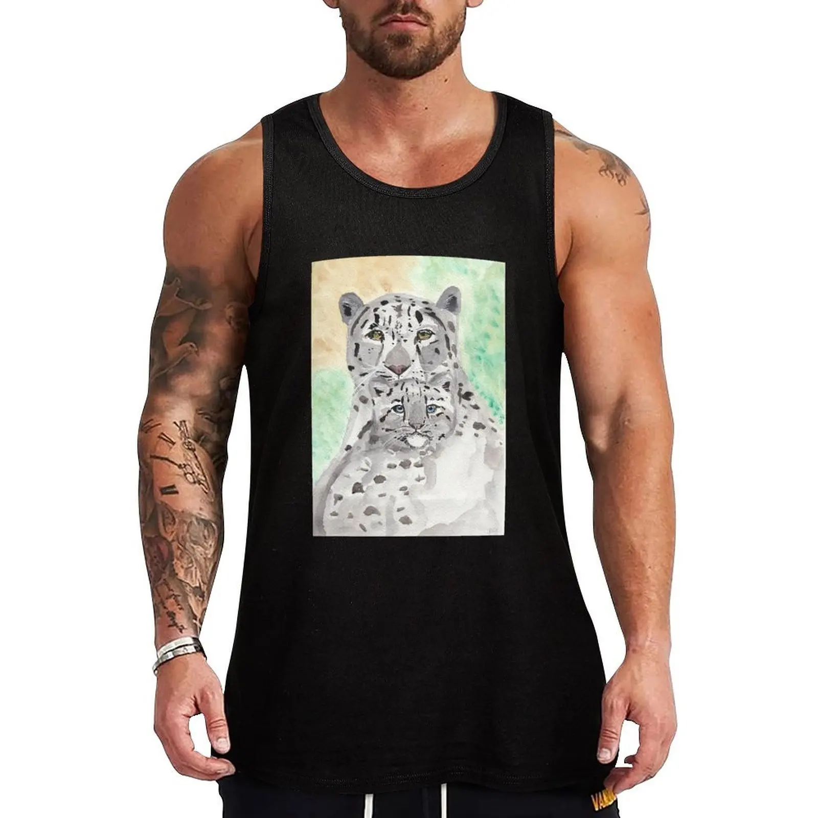 Snow leopards Tank Top Fashion Graphic Tank Top Trendy Print Sleeveless Shirt