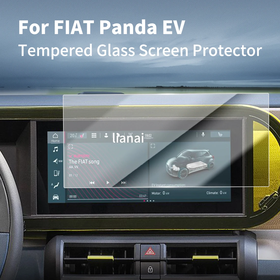 Carplay Screen Protector Tempered Glass Protective Film Navigator Car Stickers Accessories For24 Fiat Panda EV