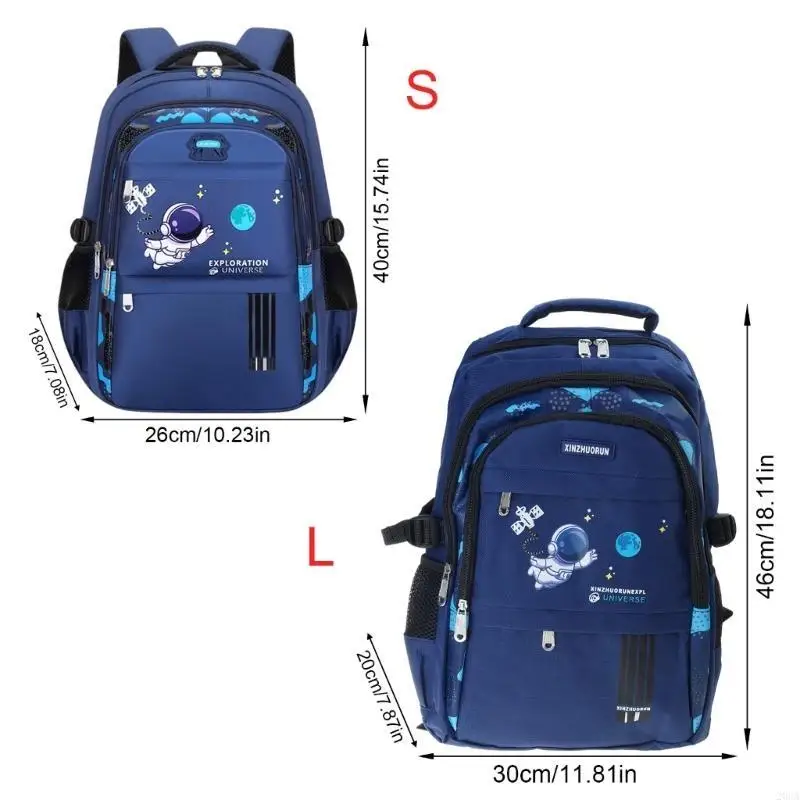 حقائب ظهر للمدرسة الابتدائية مع مساحة تخزين واسعة بطابع رائد فضاء، حقيبة نهارية كاجوال من قماش أكسفورد للأولاد والبنات 20CA