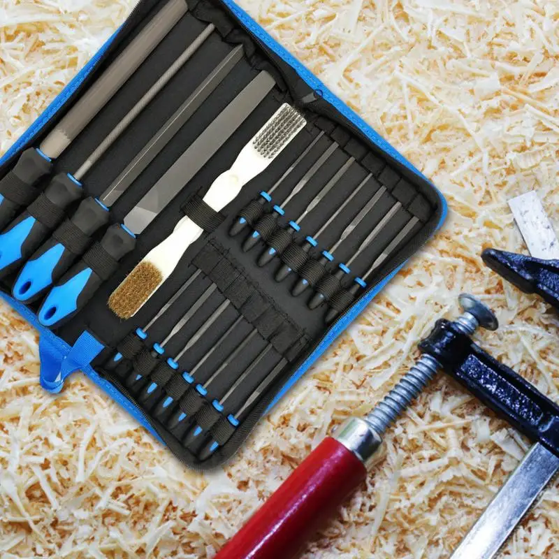 20pcs Hand Glass Stone Metal Durable Craft Tool Diamond Carving Storage Bag Jewelry Making Needle File Set Professional Hobbies
