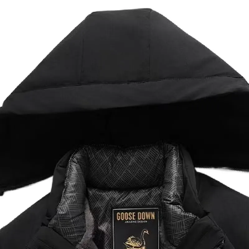 أوزة أسفل سترة الرجال يندبروف الثقيلة الشتاء سترة انفصال هود معطف دافئ للرجال في منتصف العمر الطقس البارد أوزة أسفل #4