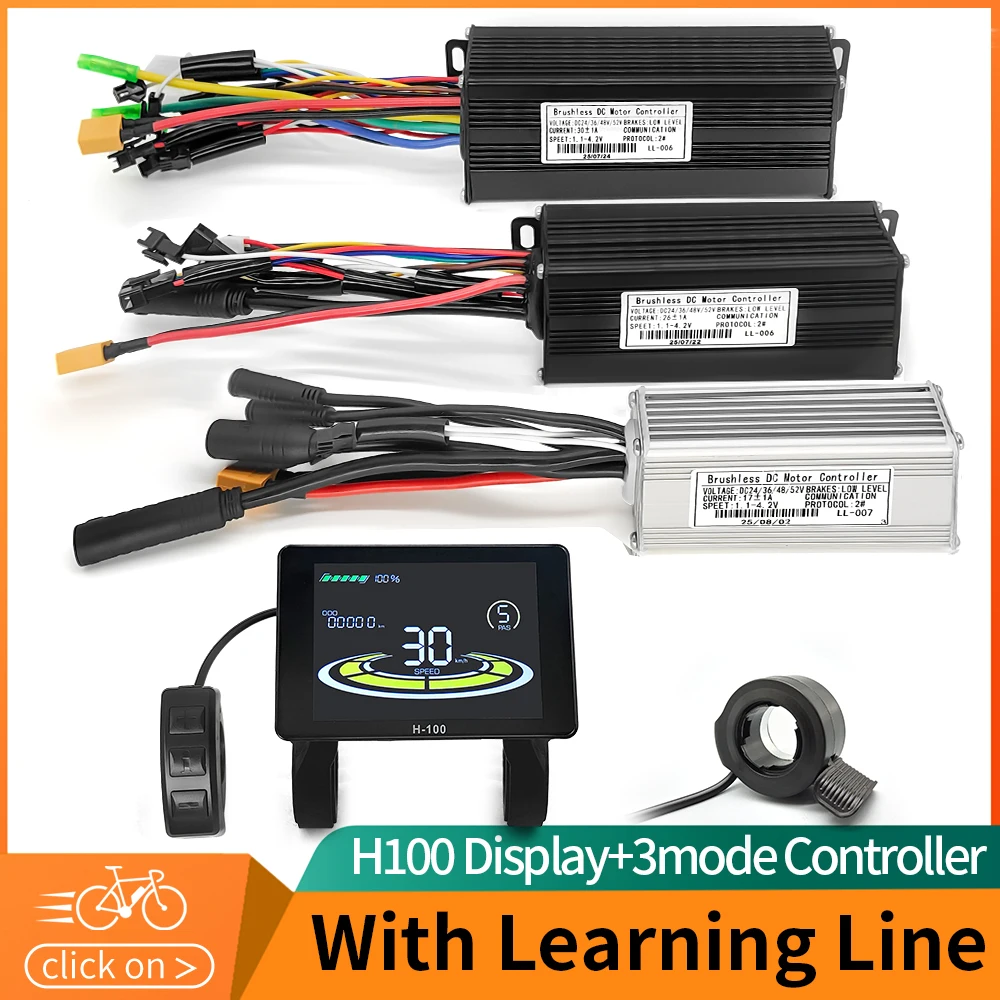 

Универсальный синусоидальный контроллер электровелосипеда, комплект ЖК-дисплея, 24 В-52 В, 350 Вт/750 Вт/1000 Вт, линия обучения двигателю, угол фазы, чтение солнечного света