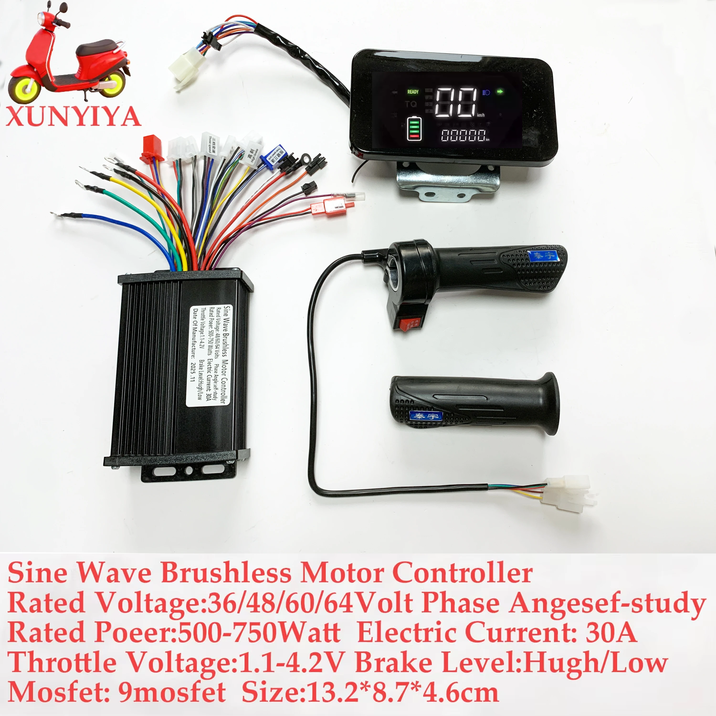 36 فولت 48 فولت 60 فولت 64 فولت 350/500/1000 واط 25A فرش السيارات موجة جيبية تحكم مع شاشة الكريستال السائل سرعة وعربة ل E-الدراجة الإلكترونية #5