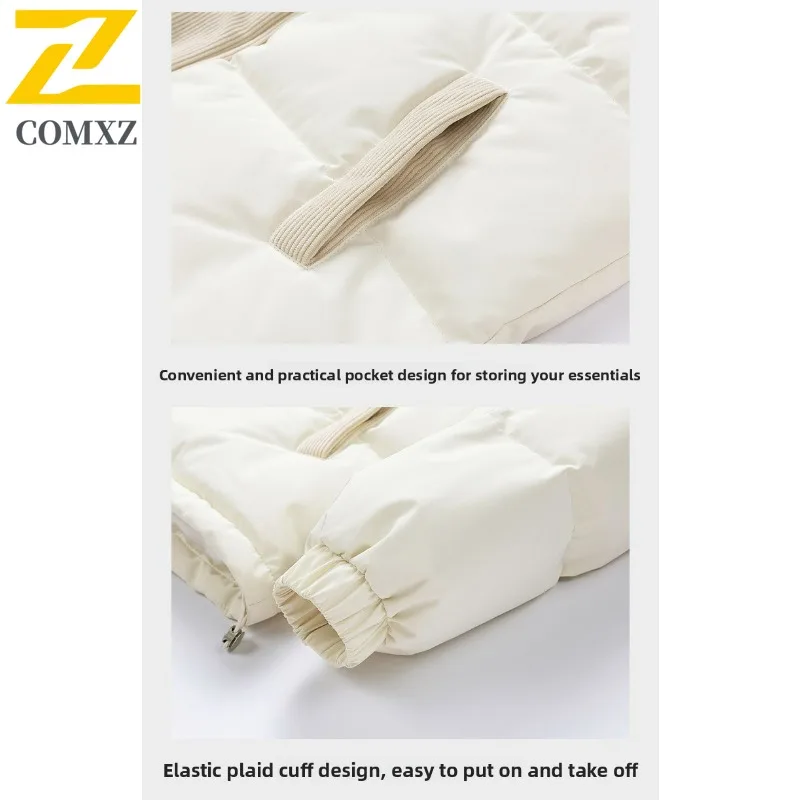 COMXZ 2025 Mens Winter stand collar Puffer Jacket Youth Thickened Casual Coat  leisure outdoor sports lightweight windbreaker