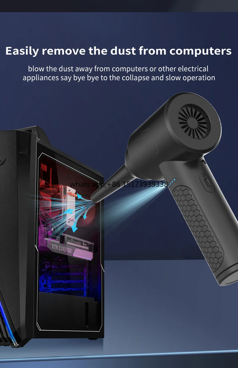 

Electric Air Blower Dust Blowing with LED Light 50000 RPM Portable Compressed Air Duster USB Charging for PC Keyboard Crumbs