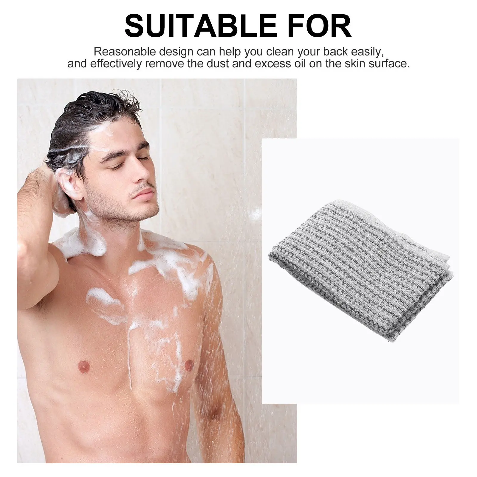

1 шт. удлиненное двустороннее полотенце-мочалка для душа, для мытья спины, удаляет жир и грязь, восстанавливает сияние кожи, отличная идея для подарка