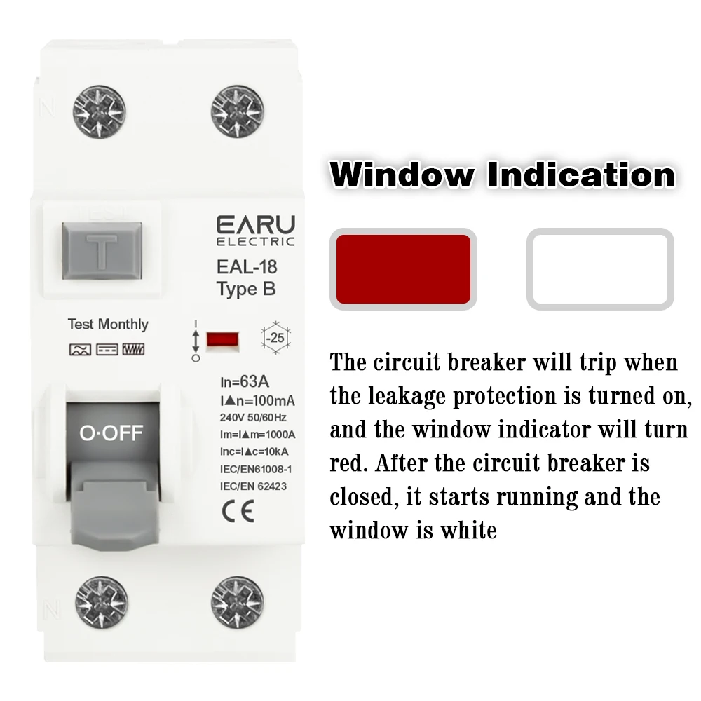 2P/4P 10/30/100/300mA Electric Vehicle EV Charging Pile Residual Current Breaker DC RCCB RCD Type B 6KA Din Rail Earth Leakage