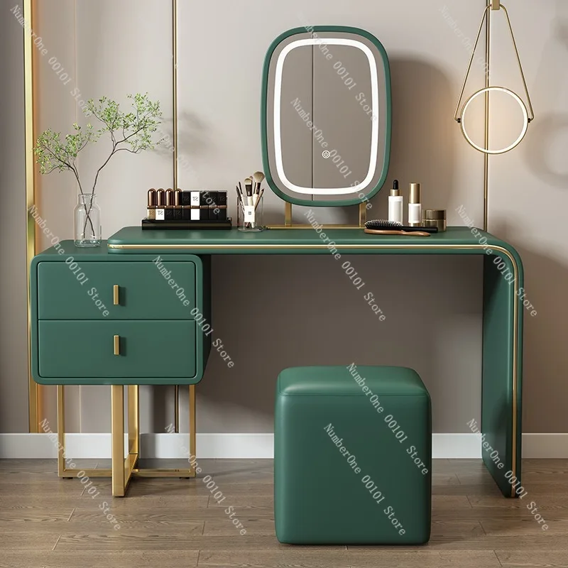 Minimalist Makeup Desk Light Luxury Vanity Table with Storage Drawers Small Apartment Dressing Table with Stool Modern Design