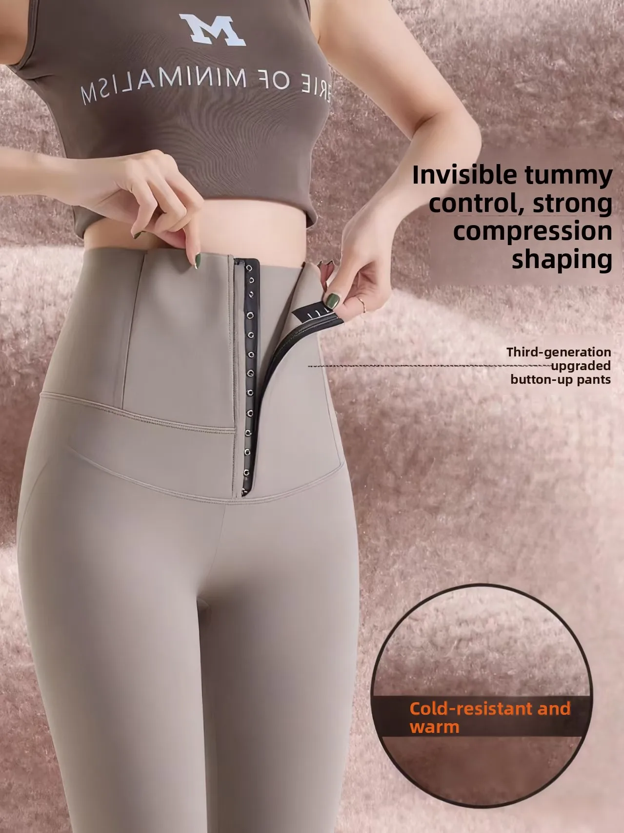 

High Waist Fce Lined arkskin Pants Women's Fitn Yoga Trousers Autumn Winter Warm Boting Pants Outerwear