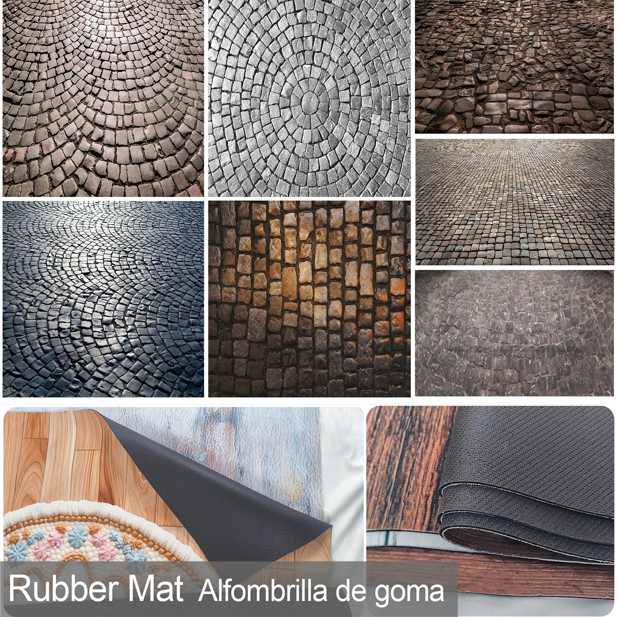 Rubber Mat Vintage Retro Cobblestone Stone Road Photography Backdrop For Kids Adults Newborn Photo Background Props Floor