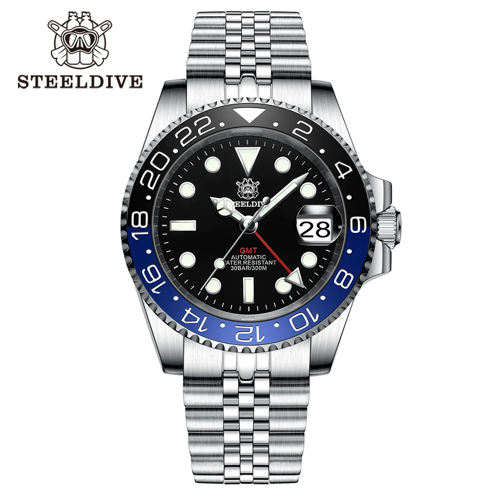 NH34-Uhrwerk Neue Uhr 2023 Vierzeiger GMT STEELDIVE 41 mm SD1993 C3 Super leuchtende 300 m wasserdichte Herren-Taucheruhr