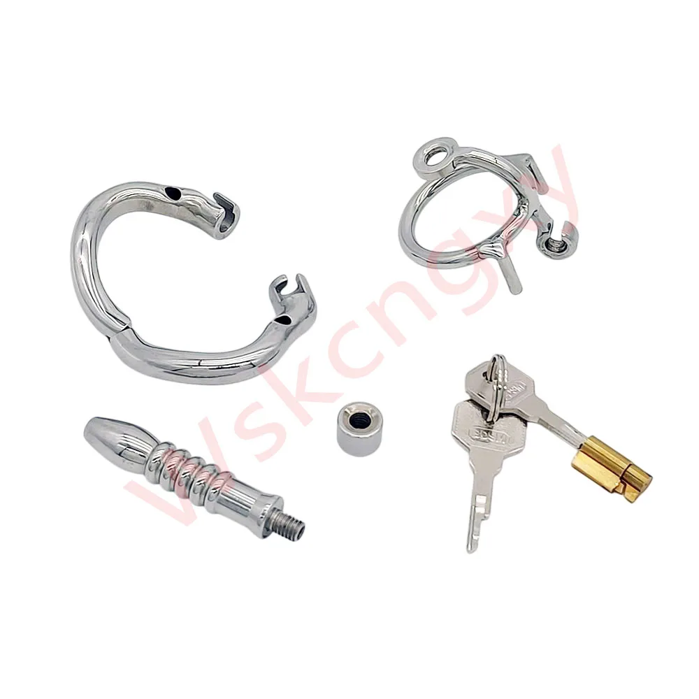 Stainless Steel Male Chastity Cage with Removable Urethral Catheter Arc Cock Ring Penis Lock Slave Restraint Adult Sex Toys - view 6