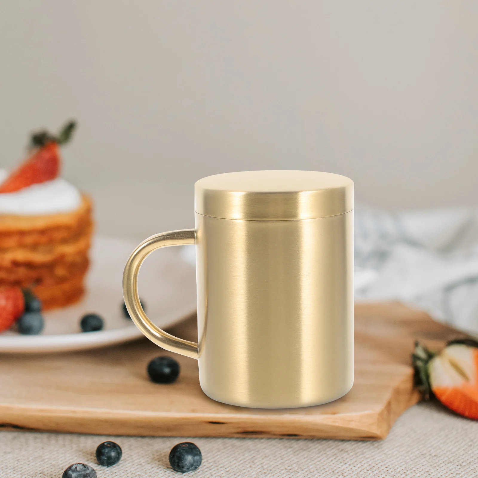 

Stainless Steel Children Water Cup 304 Grade 300ml Double Layer Insulated Gold Lid H Anti Slip Sturdy Base Birthday Gift