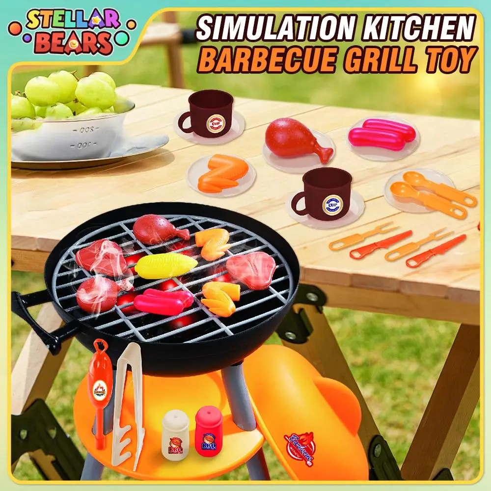 Fantasiespel Keukenspeelgoed Simulatie Barbecue Grill met lichtgeluiden Kinderhuis Speelkeukenset Rollenspel Educatief speelgoed
