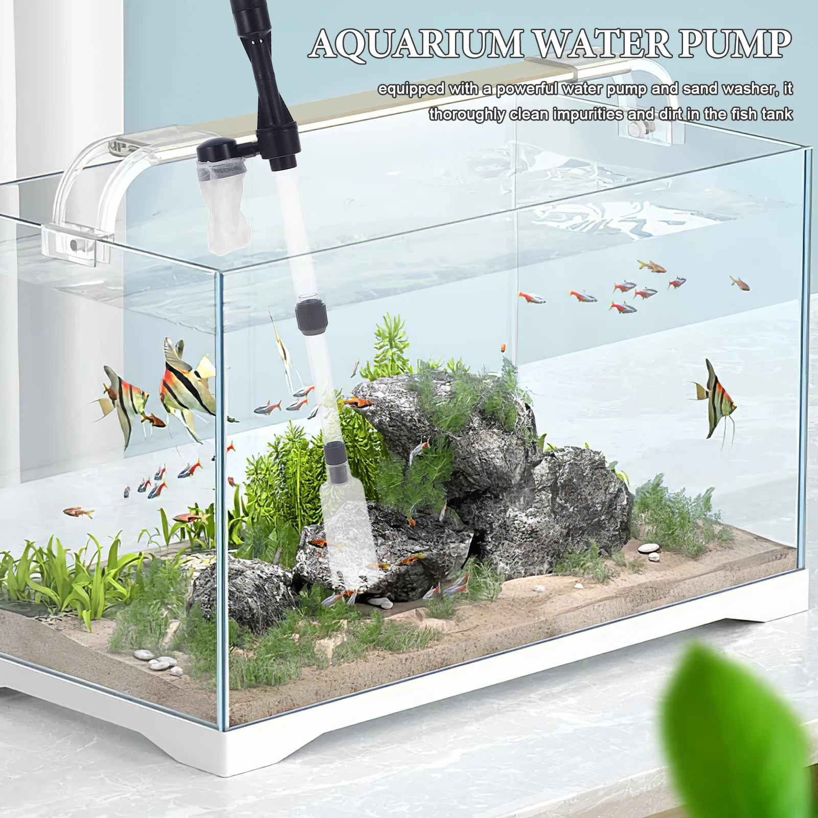 

Portable Fish Tank Vacuum Sand Washer Electric Suction Pump Water Changer Aquarium Sand Cleaner Cleaning Kit Tank Cleaning Kit