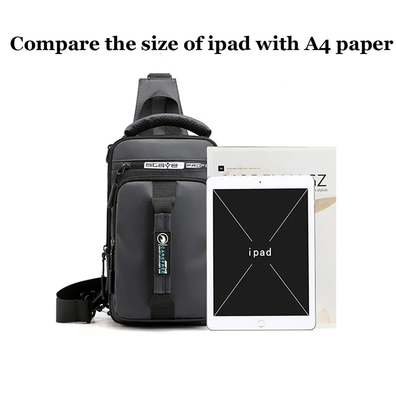 HVTIL Fashion Men Chest Bag USB Charging Male Sling Luxury Waterproof Single Shoulder Pack For Travel Leisure Nylon Soft Bolsas