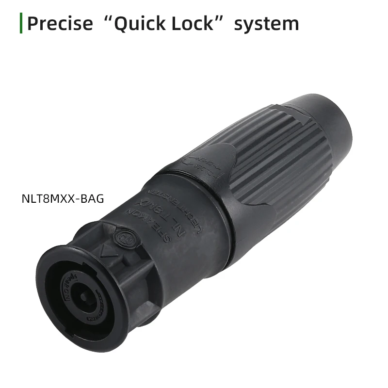 Neutrik Metal 30A 8Pole SpeakON Male Cable Connector NLT8MXX-BAG NLT8FXX-BAG Copper Alloy Silver Plating Contacts with QuickLock