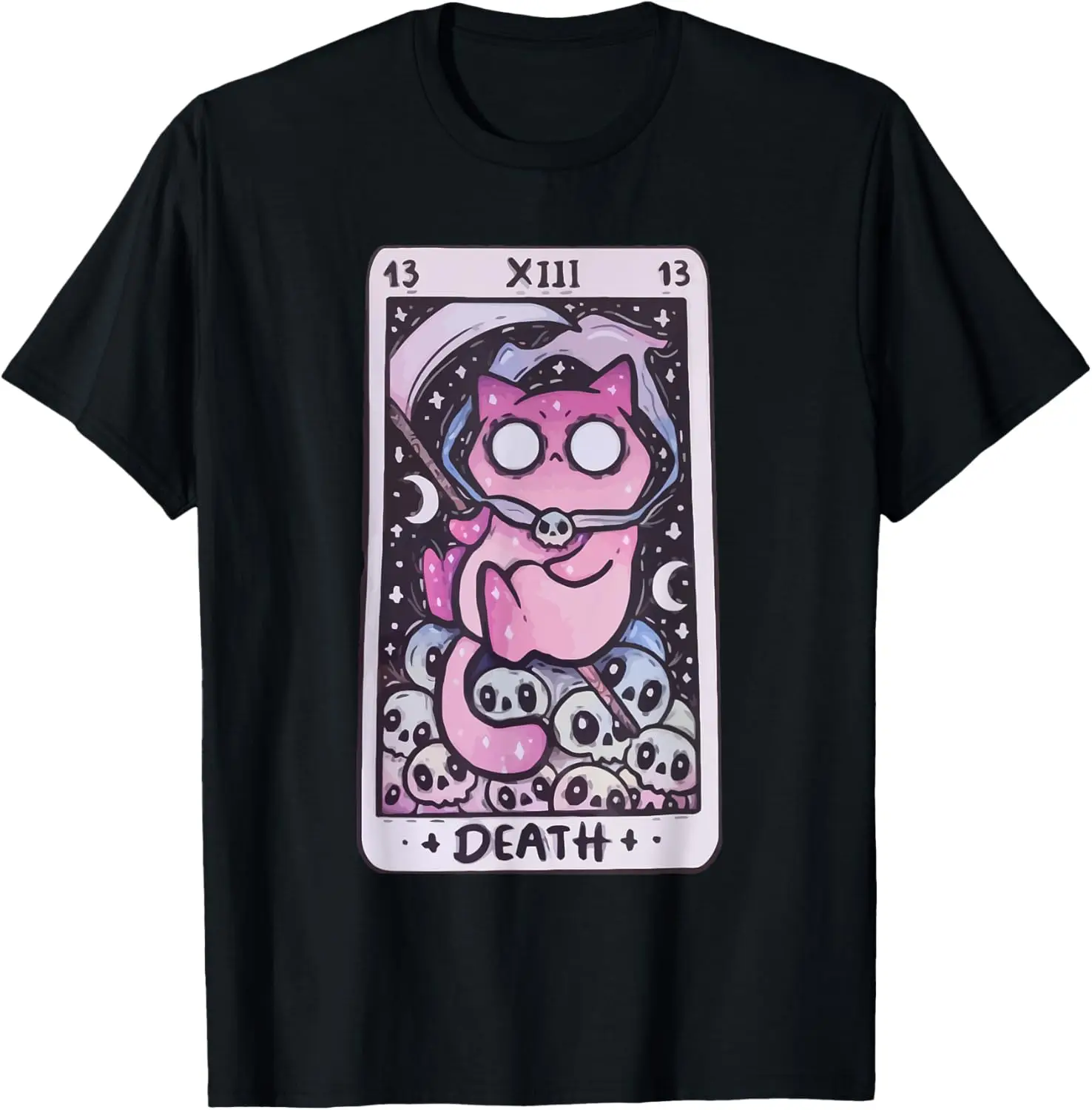 

Kawaii Pastel Goth Art the Death Tarot Cute Cat Creepy Art Футболка
