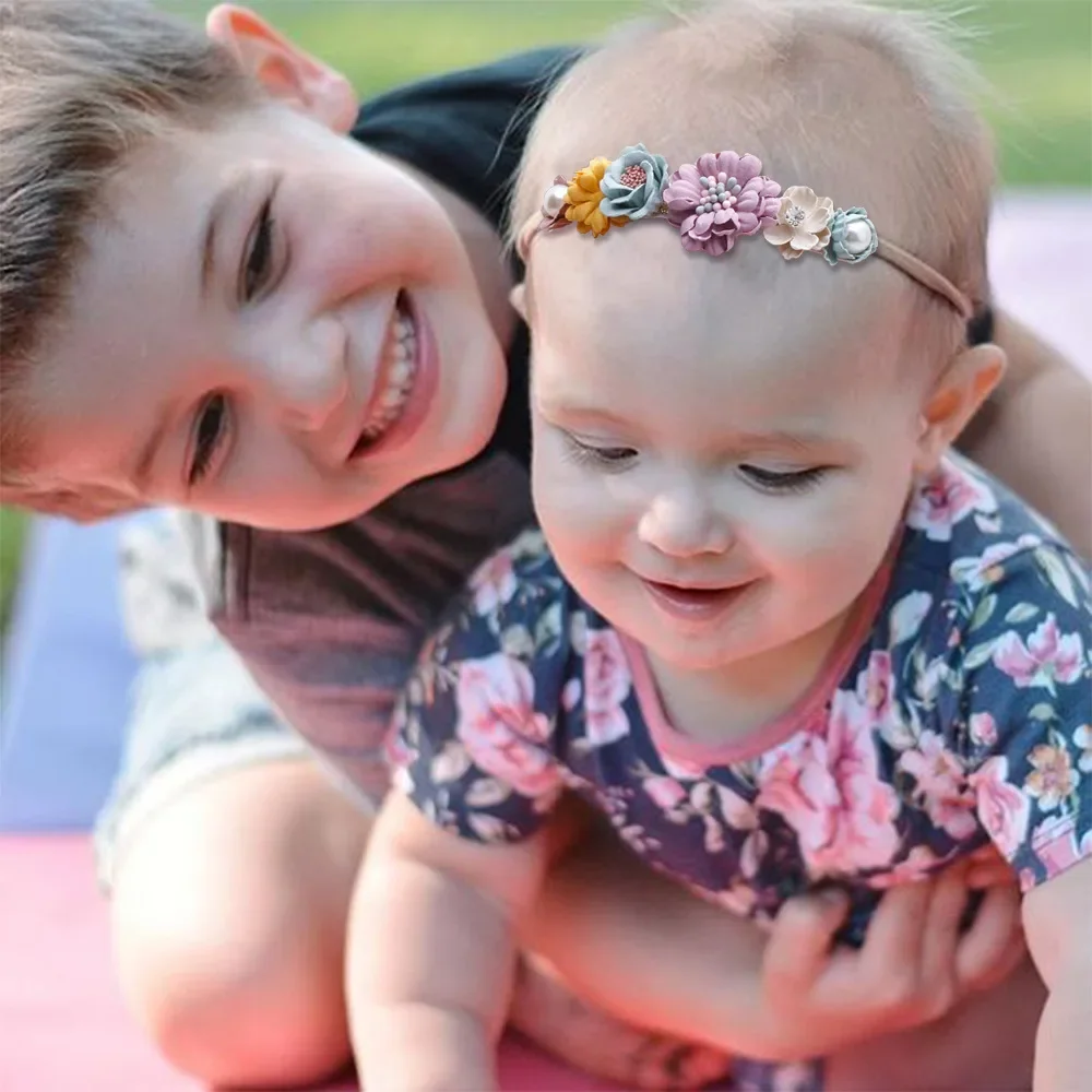 Diademas de flores para bebé, banda para la cabeza para recién nacido de 0 a 12 meses, diadema infantil, tocado de Boutique, alta elasticidad