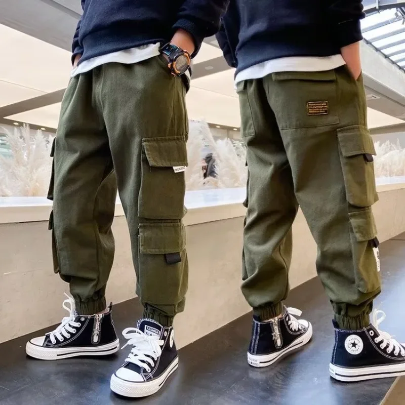 

Детские повседневные спортивные штаны, трехмерные спортивные штаны высокой видимости, детская одежда, штаны-карго для мальчиков с несколькими карманами