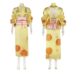 One Piece cosplay, One Piece Kikunojo, anime character costume, yellow kimono set, cosplay, Halloween