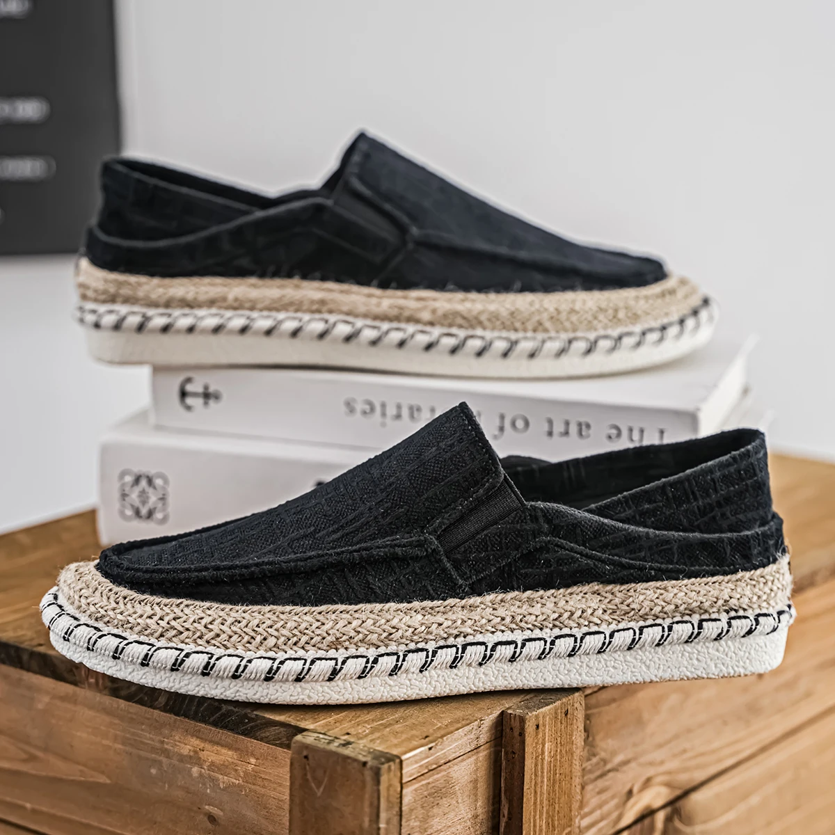 النمط الأوروبي الرجال أحذية رياضية كاجوال أحذية قماشية فريدة من نوعها الأحذية المطاطية العصرية الشباب عدم الانزلاق الرجال أحذية مفلكنة #4