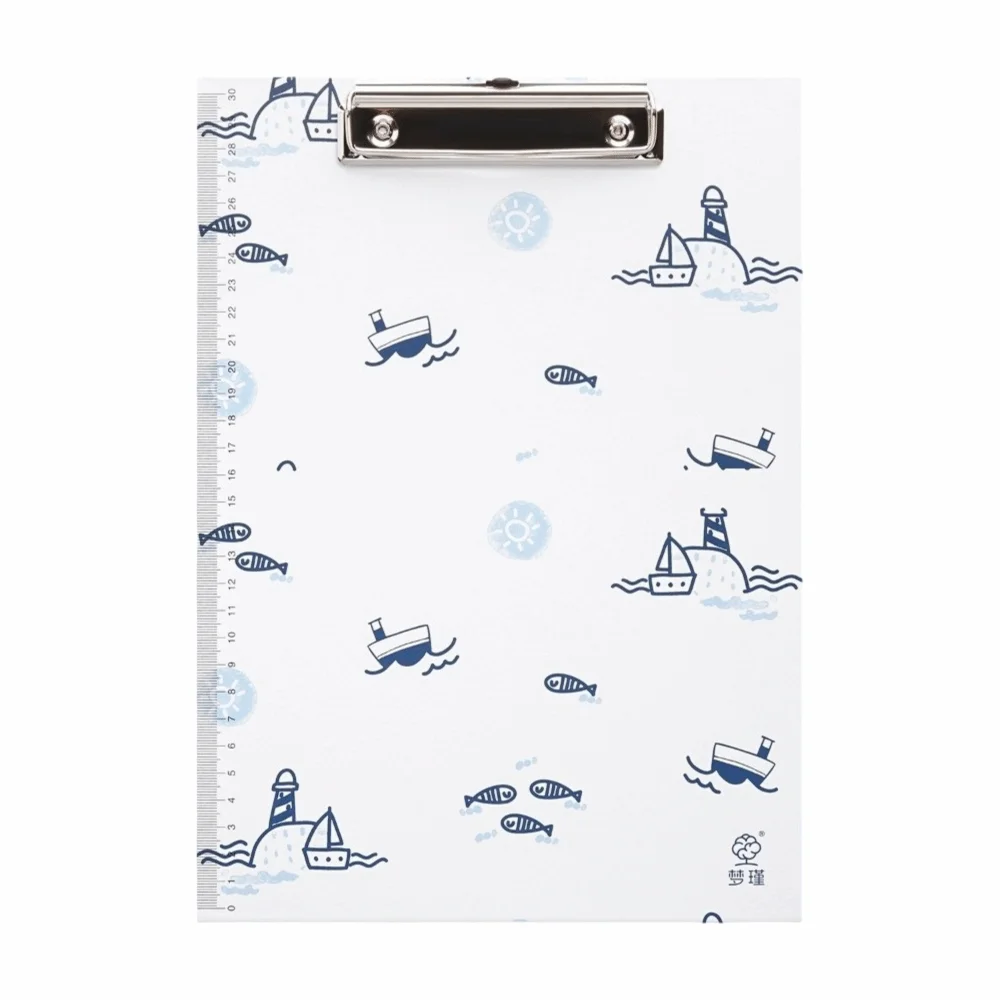 Durable With Side Ruler Clipboard Poetic Ocean Pattern Portable Writing Pad Folder A4 Clipboard Gift