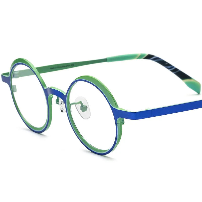 

Colored pure titanium myopia glasses frame same style for men and women retro round glasses available in different degrees