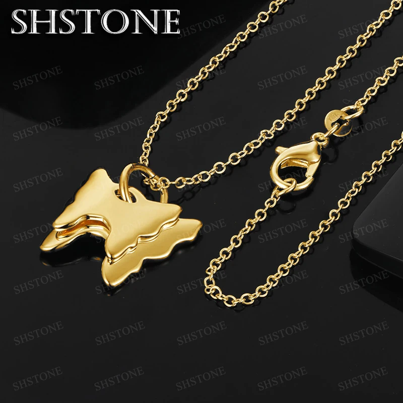 18K Gold Two Butterflies Pendant Necklace For Women necklaces Fashion Party Birthday Wedding Jewelry Gifts