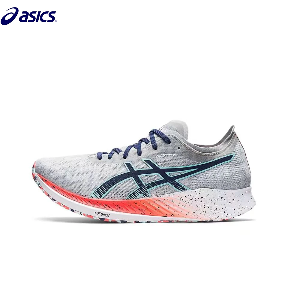 

Мужские кроссовки Asics Metaracer 1.0 Racing из сетчатой ткани с низким вырезом и карбоновой пластиной, серый, синий