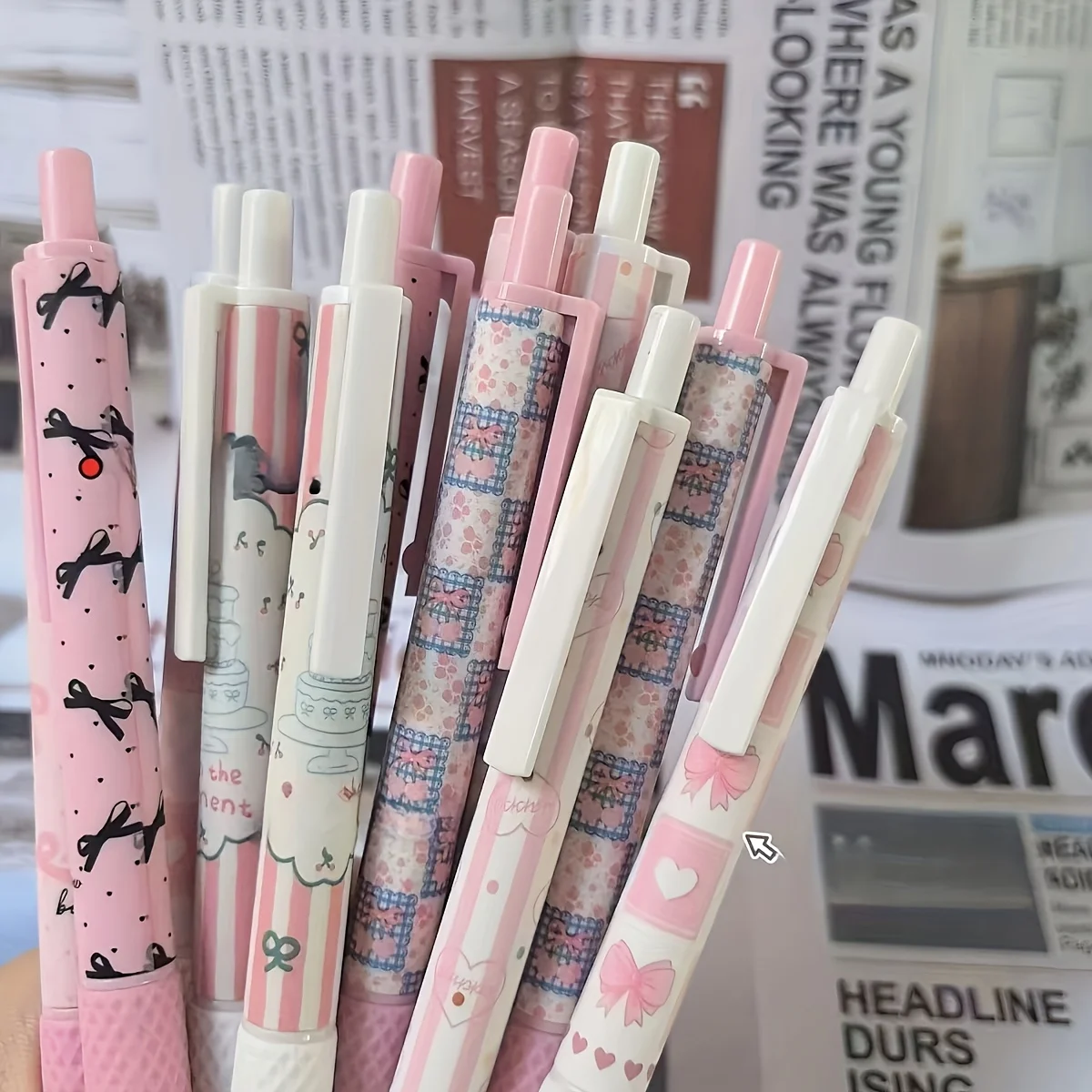6-Piece Pink Bow 0.5mm Retractable Gel Pens 4