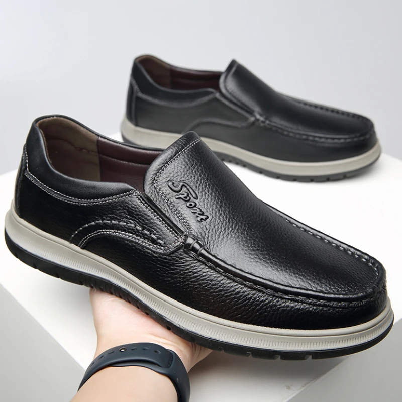 Autumn Handmade Genuine Leather Casual Shoes Winter sneaker Men's Loafers Youth Driving Shoes man Formal Shoes Elderly Footwear