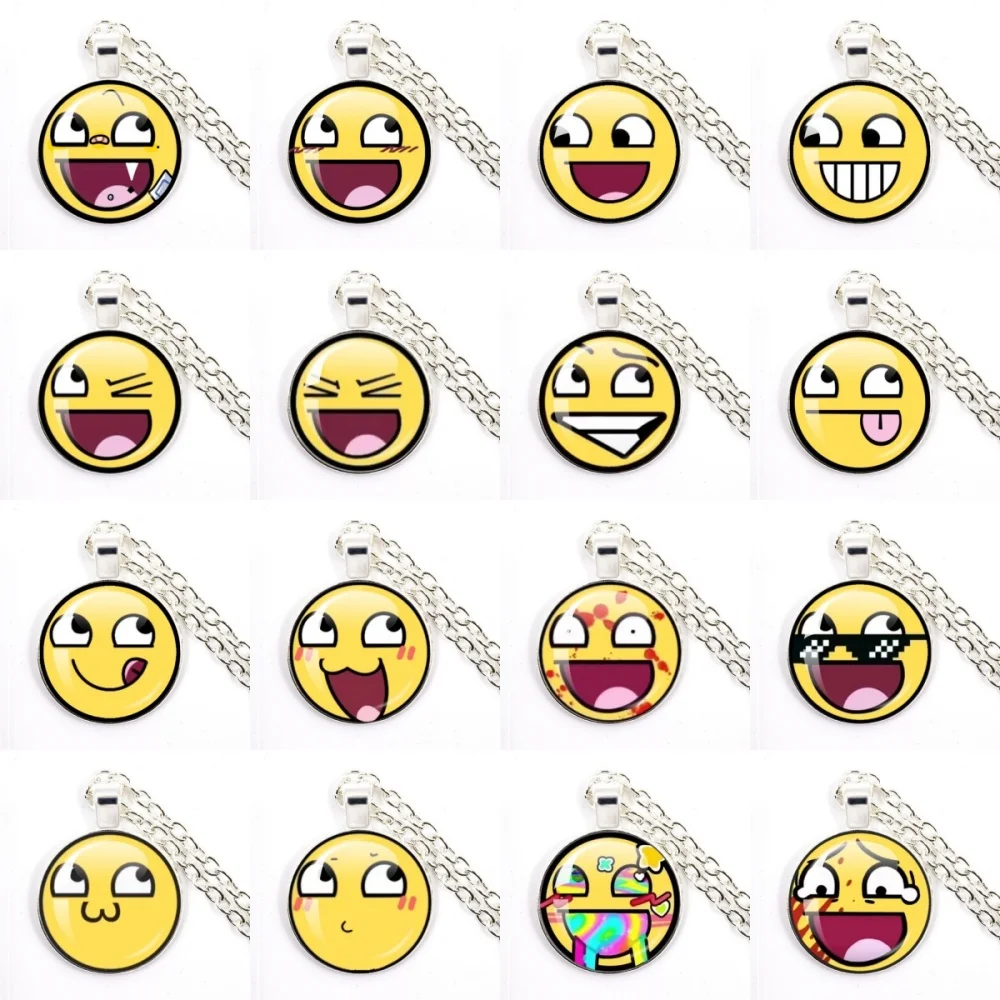 EPIC FACE Halskette Lustige Meme Cartoon Glas Anhänger Kette Halskette Charm Schmuck Fans Souvenir Sammeln Geschenk Zubehör Schmuck