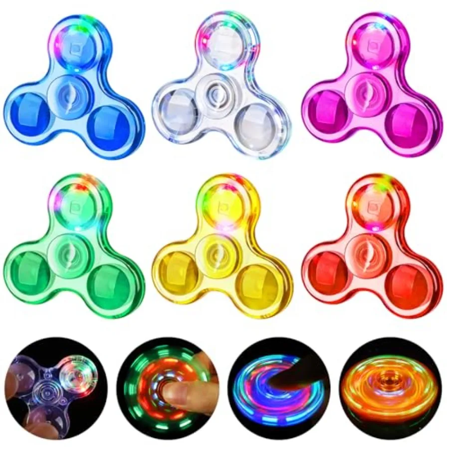 

Fidget Spinner 6 Pack, Light up Sensory Fidget Toys Adults with Autism ADHD, Treasure Prize Box Toys for Classroom Party Favors